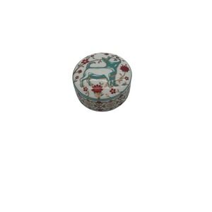 Tiffany & Co. Trinket Box Dog Zodiac‎ Round Porcelain Floral Design Decor